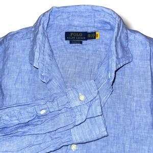 Polo Ralph Lauren Men XXL 
 100% Linen Button Down Shirt Classic Fit Long Sleeve